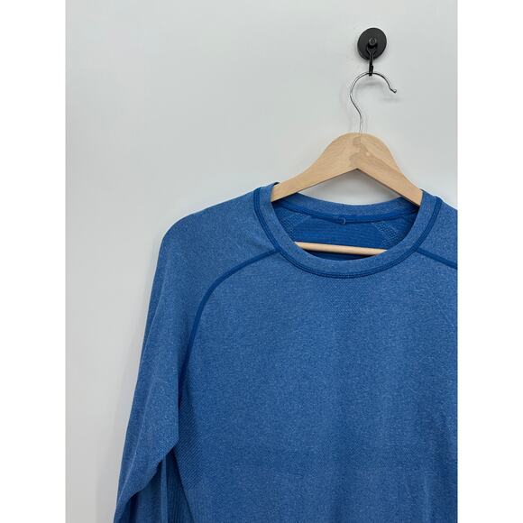 Lululemon Mens Blue Vent Tech Long Sleeve Shirt Size M Workout Gym Training FLAW - Picture 6 of 9